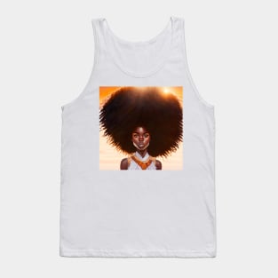 [AI Art] African sunset woman with big hair Tank Top